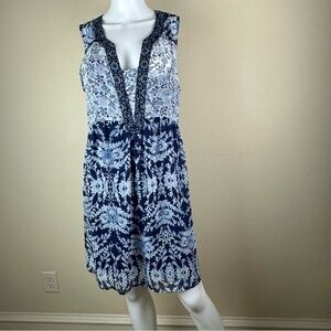 Knox Rose Pink Floral Top with Navy Accents